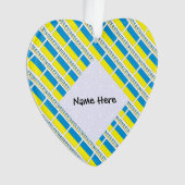 ウクライナの国旗 タイル模様 黒 個人名入れ オーナメント (正面)