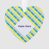 ウクライナの国旗 タイル模様 黒 個人名入れ オーナメント (裏面)