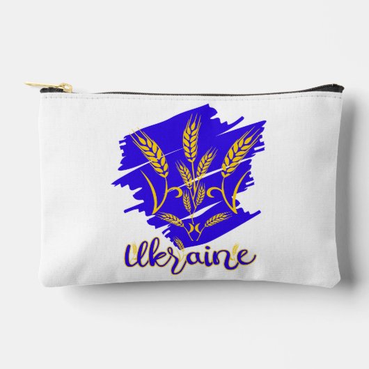 ウクライナの国産シンボルのトリズブで、小麦の耳で作られる アクセサリーポーチ (正面)