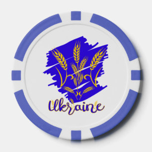 ウクライナの国産シンボルのトリズブで、小麦の耳で作られる ポーカーチップ