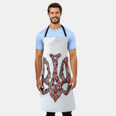 ウクライナの国章のトリズブ様式化 エプロン (着用した状態)