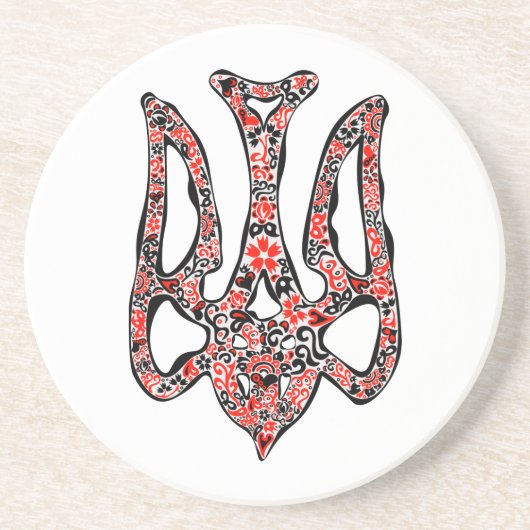 ウクライナの国章トリデントtryzub様式化 コースター (正面)