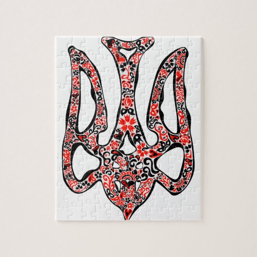 ウクライナの国章トリデントtryzub様式化 ジグソーパズル (縦)