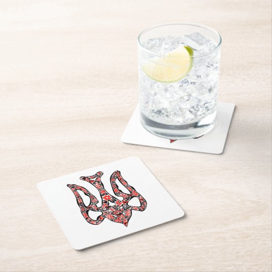 ウクライナの国章トリデントtryzub様式化 スクエアペーパーコースター (インサイチュ)