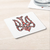 ウクライナの国章トリデントtryzub様式化 スクエアペーパーコースター (アングル)