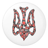 ウクライナの国章トリデントtryzub様式化 セラミックノブ (正面)