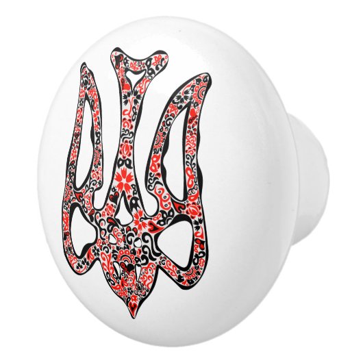 ウクライナの国章トリデントtryzub様式化 セラミックノブ (右)