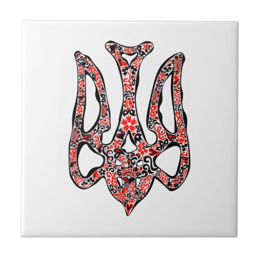 ウクライナの国章トリデントtryzub様式化 タイル (正面)