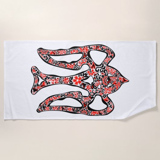 ウクライナの国章トリデントtryzub様式化 ビーチタオル (正面)