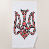 ウクライナの国章トリデントtryzub様式化 ビーチタオル (正面)