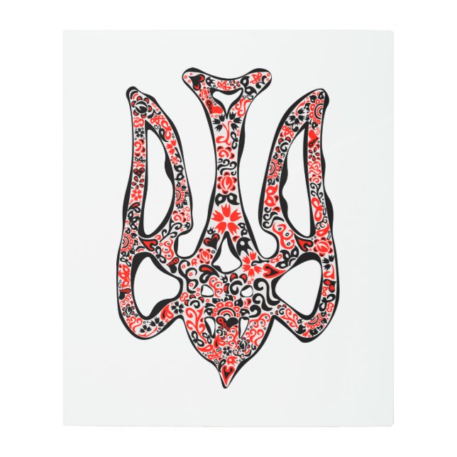 ウクライナの国章トリデントtryzub様式化 メタルプリント (正面)