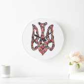 ウクライナの国章トリデントtryzub様式化 ラージ壁時計 (ホーム)