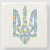 ウクライナの国章トリデントtryzub民族的な ストーンコースター (正面)