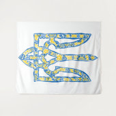 ウクライナの国章トリデントtryzub民族的な タペストリー (正面(横))