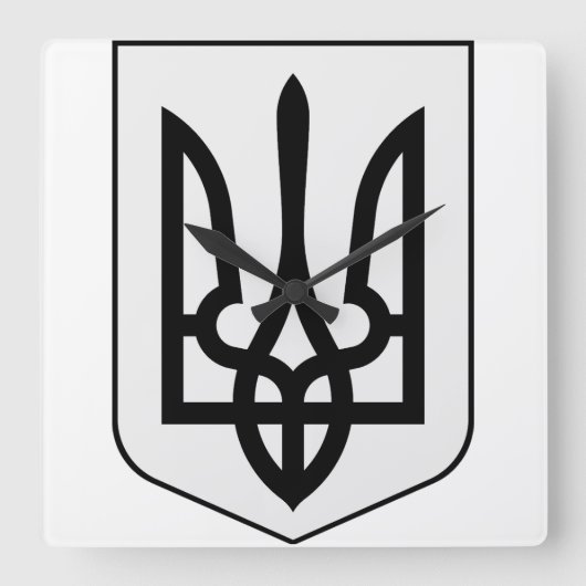 ウクライナの国章 スクエア壁時計 (正面)