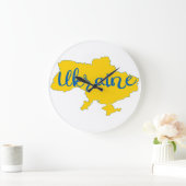 ウクライナの地図とレタリング  ラージ壁時計 (ホーム)