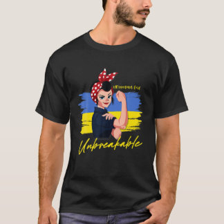 ウクライナの女の子、破れないウクライナ国旗 Tシャツ