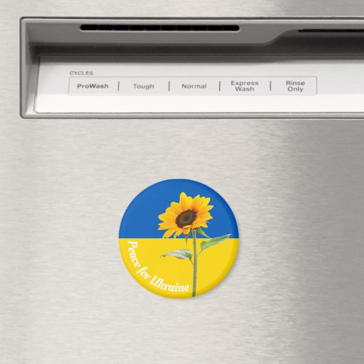 ウクライナの平和ひまわり国旗の黄色と青 マグネット (インサイチュ (食洗機))