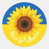 ウクライナの平和ひまわり国旗の黄色と青 ラウンドシール (正面)