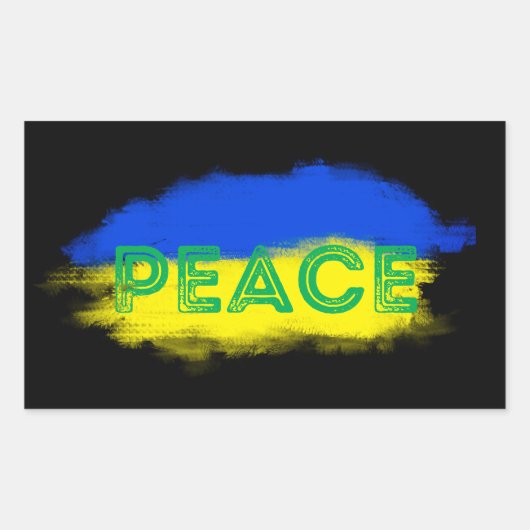 ウクライナの平和ウクライナ国旗アンチ戦争No War 長方形シール (正面)