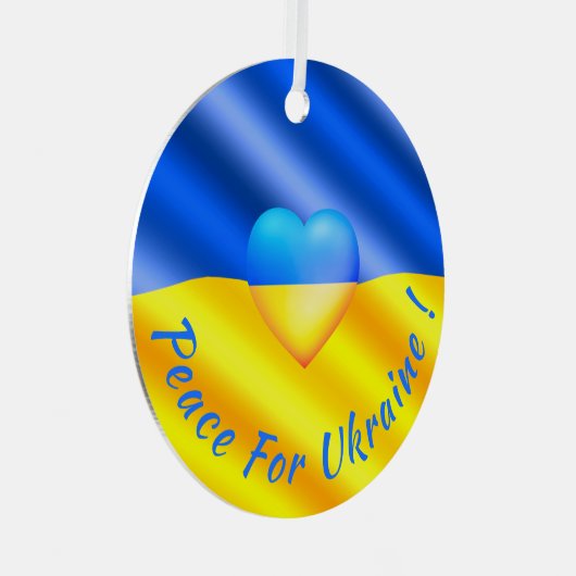 ウクライナの平和クリスマスオーナメントウクライナ国旗 メタルオーナメント (正面右)