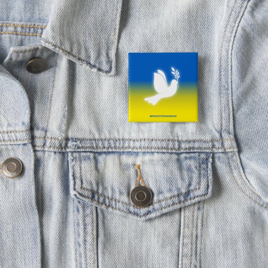 ウクライナの平和スクエアボタン 缶バッジ (インサイチュ)