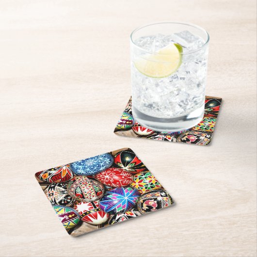 ウクライナの復活祭の卵、装飾、  スクエアペーパーコースター (インサイチュ)