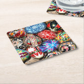 ウクライナの復活祭の卵、装飾、  スクエアペーパーコースター (アングル)