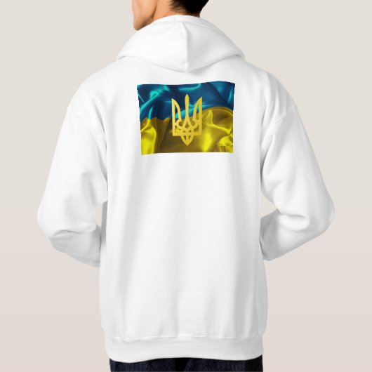 ウクライナの旗およびTryzubのスエットシャツのフード付きスウェットシャツ パーカ (裏面)