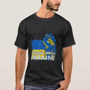 ウクライナの旗と共に立つ - ウクライナの旗 - ウクライナ Tシャツ