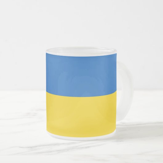 ウクライナの旗と曇り小さなガラスマグ フロストグラスマグカップ (正面右)