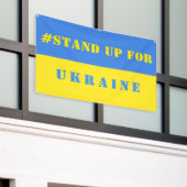 ウクライナの旗のサポートのために立つ 横断幕 (ビルの外側)