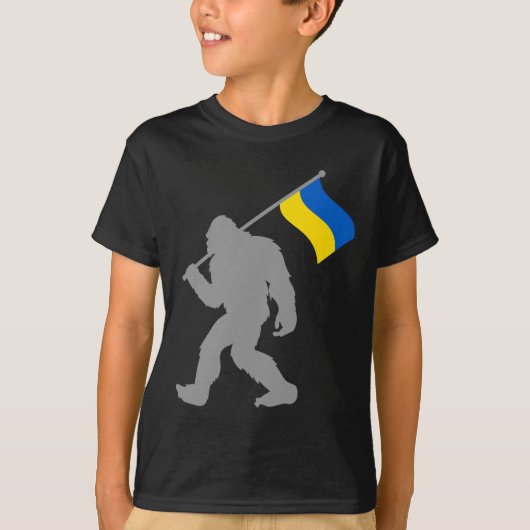 ウクライナの旗の上のUkrajinaまたはウクライナの旗 Tシャツ (正面)
