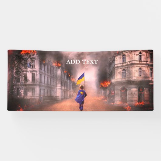 ウクライナの旗の世界の平和 横断幕 (横)