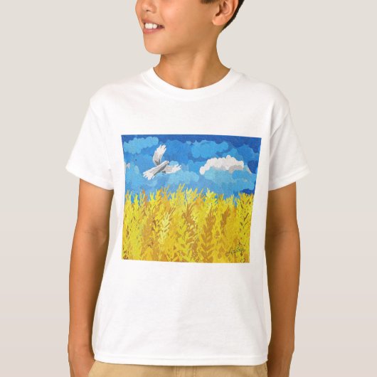 ウクライナの旗の風景 Tシャツ (正面)
