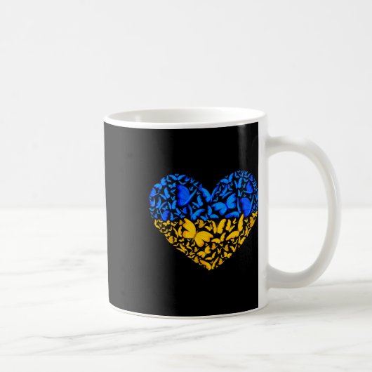 ウクライナの旗 平和 ウクライナの旗 蝶 ハート コーヒーマグカップ (右)