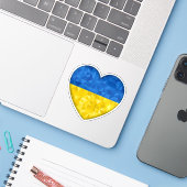 ウクライナの旗 愛をウクライナへ サポート ハート シール (ノートパソコンとiPhone)