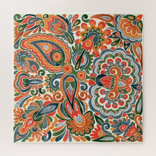 ウクライナの民族花、手描きマーカー。 ジグソーパズル (横)