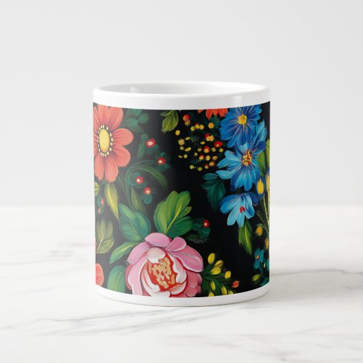ウクライナの民族芸術模様特大マグカップ ジャンボコーヒーマグカップ (正面)
