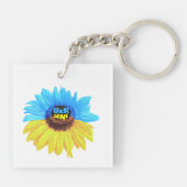 ウクライナの水色ひまわり青い黄色の旗 キーホルダー (裏面)