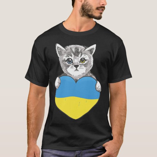 ウクライナの猫 ウクライナTシャツ ウクライナ国旗 Tシャツ (正面)