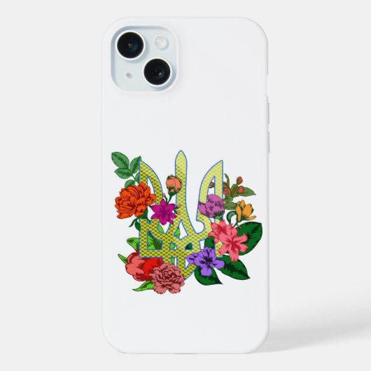 ウクライナの紋章の三叉戟 トライジュブ 開花 iPhoneケース (裏面)