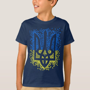 ウクライナの紋章 トリズブがハートを散らす Tシャツ