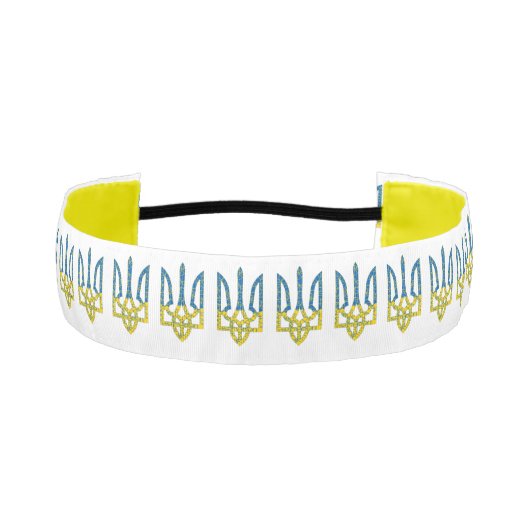 ウクライナの色のウクライナ産トリデントテクスチャード国旗 アスレチックヘッドバンド (正面)