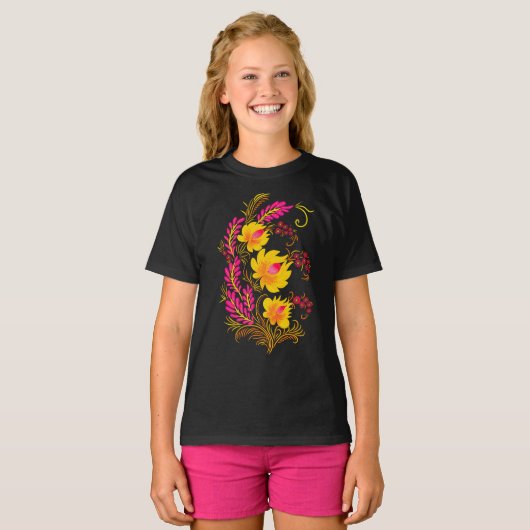 ウクライナの花の民芸 Tシャツ (正面フル)