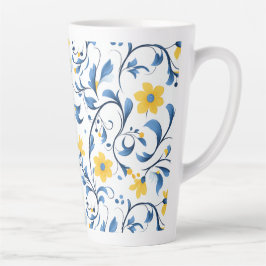 ウクライナの花柄の民族芸術モチーフ。 カフェラテマグ