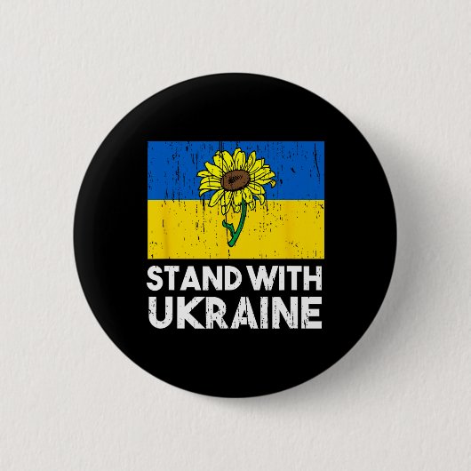 ウクライナの花 ヒマワリ Stand With Ukraine 缶バッジ (正面)