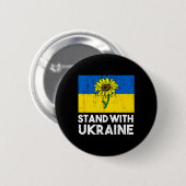 ウクライナの花 ヒマワリ Stand With Ukraine 缶バッジ (正面&裏面)