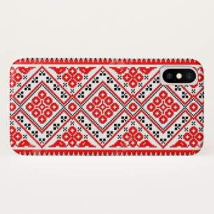 ウクライナの赤い日曜日の刺繍のiPhoneの銀河系の箱 iPhone X ケース