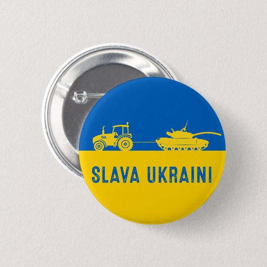 ウクライナの農家のスチールのタンクを牽引ロシアのタンクBu 缶バッジ (正面&裏面)